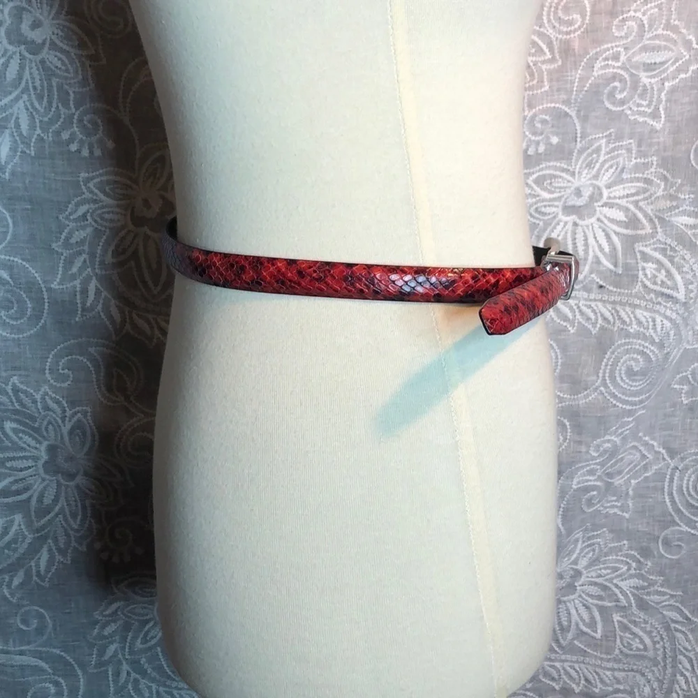 Brighton Classic Red & Black Snake Print Belt M